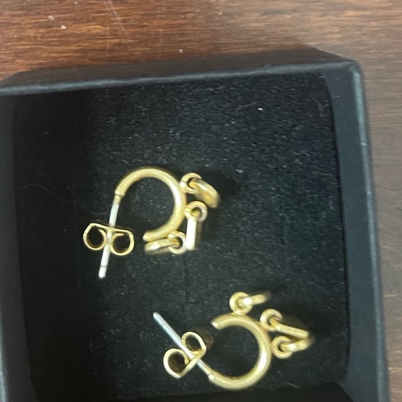 madewell huggie Gold Hoop Earrings with charms - Picture 1 of 6